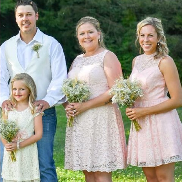 Pink lace bridesmaid or other semi-formal dress - Picture 3 of 5
